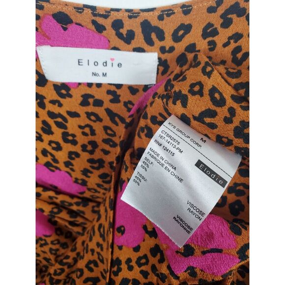 Elodie Blouse Medium Womens Crop Top Animal Print Purple Floral Print Square Nec - Picture 5 of 5